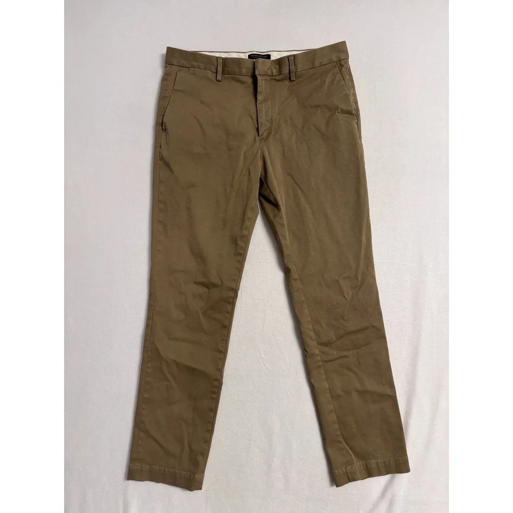 Banana Republic Mens 34x32 Fulton Skinny Fit Chino Brown Khaki Stretch Pants